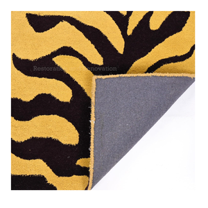 พรมปูพื้นขนสัตว์แบบพรีเมียมลายม้าลายสีเหลืองสีดำพรมพิมพ์ลายสัตว์ทำมือสำหรับห้องนั่งเล่นร่วมสมัยพื้นบ้าน - Product Image 5