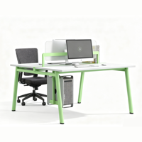Poste de travail compact pour 2 personnes avec panneau d'intimité – Mobilier de bureau peu encombrant pour petites entreprises et centres d'appels