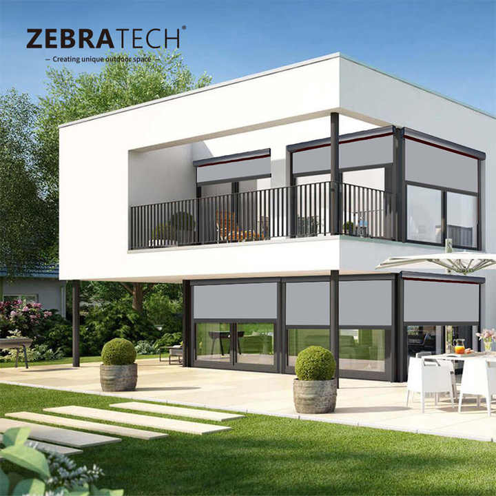 Electric Outdoor Roller Blinds Windproof Shade Balcony Motorized Blinds ...