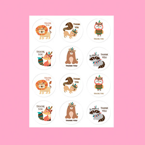 สติกเกอร์ปิดผนึกคราฟท์ลายการ์ตูนสัตว์รูปทรงกลมลายสายรุ้งขายส่งสติกเกอร์ขอบคุณแบบมีกาวในตัวสำหรับของขวัญ DIY - Product Image 5