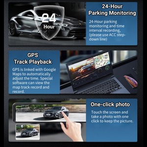 10.88 inch 4 1080p UHD IPS màn hình ống kính kép Car DVR Dash Cam phía trước và phía sau gương Video Recorder với 1 năm bảo hành - Product Image 4