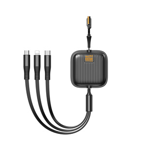 Caricabatterie USB per Auto 5 in 1 Retrattile da 1,2m di Alta Qualità con Cavo Retrattile per Telefoni Cellulari - Product Image 3
