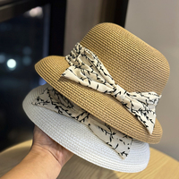Topi Jerami Lebar Berbahan Kertas Landfond Travel Custom Sombrero, Dilengkapi Ikat Pinggang Anyaman Tangan, Cocok untuk Musim Panas dan Pantai