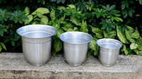 Midium Pot bunga rumah tanaman Modern, kotak bunga dekorasi Modern bahan Aluminium bulat, Pot bunga pedesaan