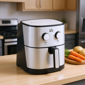 Freidora de Aire HOMCOM de 6.9Qt y 1700W con Doble Cesta, Horno Eléctrico de Sobremesa de Acero Inoxidable con Temporizador Inteligente para Uso Doméstico - Product Image 2