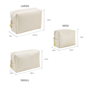Sac de toilette de voyage carré en cuir PU - Trousse de maquillage - Organisateur de cosmétiques - Étui de beauté avec 3 options de taille - Product Image 2