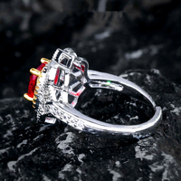 Luxe Rétro Bijoux De Luxe Simulation De Luxe Mozambique Pigeon Sang Rouge Rubis Anneaux Iris Conception Argent Couleur Anneau Pour Les Femmes