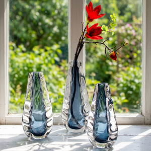Modern Crystal <b>Vase</b> Set Artistic Blue Glass Handmade Eco-Friendly Large Tall Tabletop Decorative Flower <b>Vase</b> Crystal Coast for - Product Image 2
