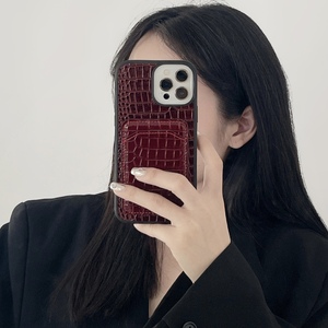 Bao Da Phẳng Gắn Thẻ Cá Sấu Bóng Loáng Cho <span class=keywords><strong>Iphone</strong></span> 14 Pro Max - Product Image 4