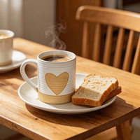 Mug en céramique côtelée blanche, tasse à café en grès bicolore avec anse, style nordique, pour la maison et le café