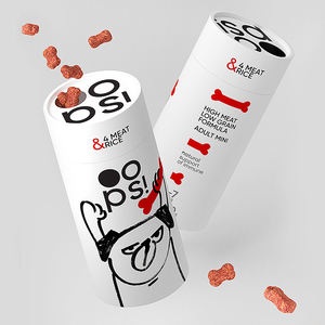 Eco-Friendly Round Paper Tube <b>Packaging</b> for Pet Cat & Dog Food Treats Custom Cylindrical Carton with Lid Vanishing Printing - Product Image 1