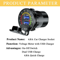 Adaptor daya 12v 24v untuk mobil, pengisi daya Usb ganda Qc3.0 Pd untuk otomatis