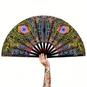 Éventail pliable en bambou imprimé couleur 33 cm, thème Fierté, avec logo personnalisé, quantité minimale de commande pour les occasions de Noël - Product Image 2