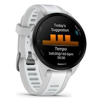 Reloj Inteligente Garmin (AMOLED) FORERUNNER 165 Music Gris Niebla Blanco Piedra 43 mm Silicona Líquida GPS Monitor de Ritmo Cardíaco Óptico