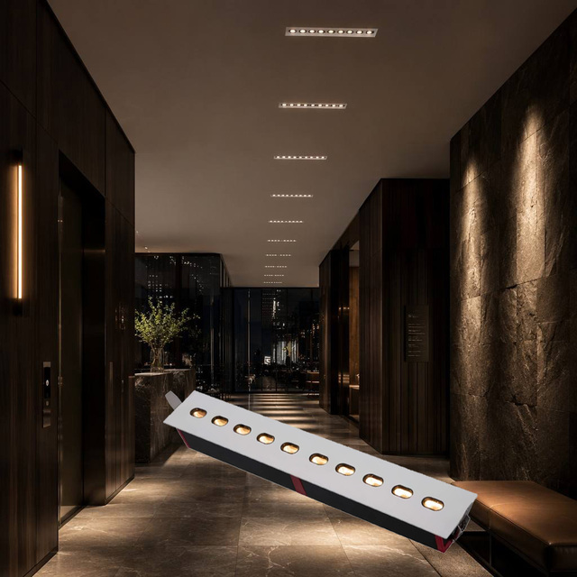 2*200W Recessed LED Linear Grille Light Anti-Glare UGR<19 COB Spotlight for Hotel Project & Luxury Living Room Lighting