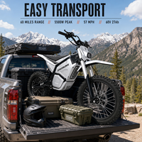 Nouvelle moto électrique tout-terrain 5500W 60V 27Ah pour adultes, vitesse de 57 mph, autonomie de 60 miles, moto cross tout-terrain