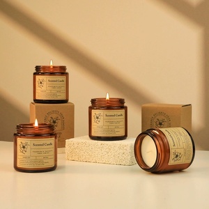 Vela de cristal marrón de lujo vendedora caliente de fábrica 100g cera de aromaterapia decoración moderna del hogar <span class=keywords><strong>velas</strong></span> perfumadas - Product Image 4
