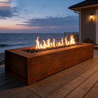 Table de foyer extérieur en acier au gaz naturel et chauffe-terrasse de jardin avec foyer au gaz naturel pour le camping