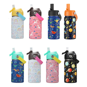 Fournitures scolaires 12oz flacons sous vide bouteille thermos avec paille Botella De Agua bouteille d'eau en acier inoxydable isolée pour les enfants - Product Image 5