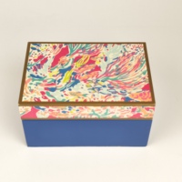 Boîte à bijoux en bois imprimée en couleur, doublure en velours multi-compartiments, logo personnalisé, charnière en métal pour le rangement des bijoux, emballage cadeau de luxe