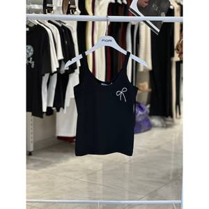 เสื้อครอปถักนิตติ้งสำหรับผู้หญิงของฟิโอริสีดำสวมใส่สบายๆในชีวิตประจำวันแบบยืดหยุ่นได้ - Product Image 1