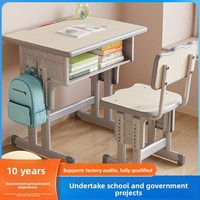 Ensemble de bureau et chaise d'école compact, réglable en hauteur, ergonomique, table d'étude pour enfants, chaise de classe, bureau individuel pour étudiant