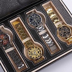 Boîte à montres portable en cuir PU pour hommes, boîte cadeau personnalisée, étui de rangement pour montres avec fermeture éclair, organiseur de montres à 8 emplacements - Product Image 2