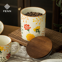FENN rustique café sucre thé stockage hermétique bidons alimentaires/bidon de cuisine en céramique avec couvercle pot de stockage en porcelaine pour la maison