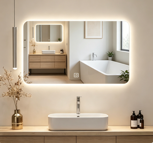 LED Silver Frameless Modern Anti-Fog Touch Switch Glass Wall-Mounted Bathroom <b>Vanity</b> <b>Makeup</b> Mirror Backlit - Product Image 1