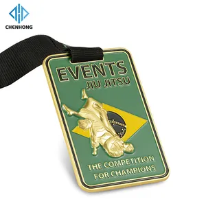 اصنع تصميمك الخاص ميداليات الملاكمة للجودو والكراتيه المعدنية ، سبائك الزنك الذهبية البرونزية المتوفاة باللون الأسود ، ميدالية التايكوندو ثلاثية الأبعاد مع شريط