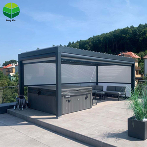 Chòi nghỉ ngoài trời bằng nhôm, mái che điều chỉnh được, chống thấm, có động cơ, mái che sân vườn sang trọng, tùy chỉnh - Product Image 4