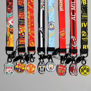 <span class=keywords><strong>Llavero</strong></span> de Fútbol con Cordón para Teléfono Móvil, Diseño de Equipos de la Liga de Campeones, para Actividades Laborales y Escolares, Promociones al por Mayor - Product Image 1