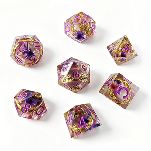 Dés polyédriques en résine de luxe avec lettres de l'alphabet |   <span class=keywords><strong>Jeu</strong></span> de dés à 7 pièces, écologiques, durables, à noyau liquide, pour jeux de table DND <span class=keywords><strong>RPG</strong></span> - Product Image 5