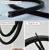 Alister 16*16mm Noir Silicone LED Diffuseur Canal Flexible Étanche Pliable Néon Lumière Tube Découpage Bande LED