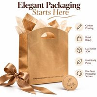 Sacs cadeaux en papier kraft personnalisés avec logo, poignée découpée, sacs cadeaux en papier pour boutiques de vêtements, boulangeries et marques de plats à emporter