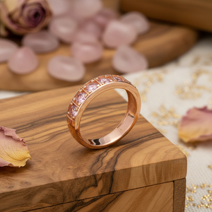 Pink Quartz <b>CZ</b> Stone Band <b>Ring</b> Trendy Jewellery Wholesale Handcrafted Turkish 925 Sterling Silver Jewelry - Product Image 3