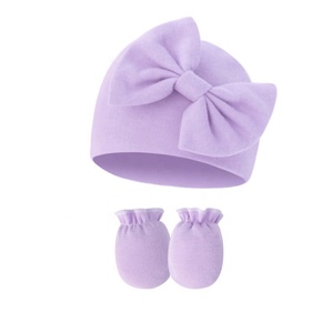 <span class=keywords><strong>Gorro</strong></span> de bebé de 0 a 6 años, conjunto de punto de algodón para recién <span class=keywords><strong>nacido</strong></span> con <span class=keywords><strong>gorro</strong></span>, mitones, lazo liso, conjunto de gorros para niños pequeños - Product Image 5