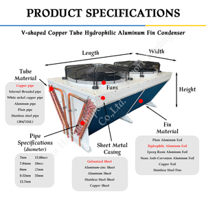 Condensador en Forma <span class=keywords><strong>de</strong></span> V con Enfriamiento por <span class=keywords><strong>Aire</strong></span>, Serpentín <span class=keywords><strong>de</strong></span> Cobre, Aletas <span class=keywords><strong>de</strong></span> Aluminio Hidrófilas, con 2 Ventiladores para Enfriador HVAC y Cuarto Frío - Product Image 5