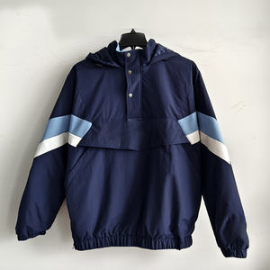 Veste Homme Coupe-Vent Bomber en Nylon Personnalisée <span class=keywords><strong>Anorak</strong></span> Oversize Demi-Zip Matelassée à Capuche avec Poche Kangourou OEM Fermeture Éclair Latérale Rétro - Product Image 1