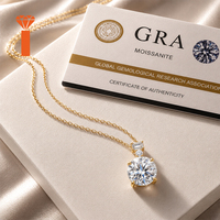 Collier en argent S925 plaqué or avec pendentif en moissanite ronde de 10 carats, certificat GRA, collier à double couche, pendentif de luxe