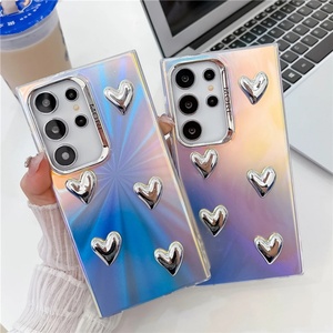 เคสโทรศัพท์ลายหัวใจเลเซอร์เคลือบไฟฟ้า 3 มิติ แบบด้าน สำหรับ Samsung S24 S25ultra A25 A35 A55 - Product Image 1