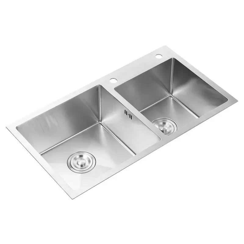 Deao 304 Double Hand Made Sink Kitchen with Faucet Accessories Whole Set Under mount Stainless Steel Sinks