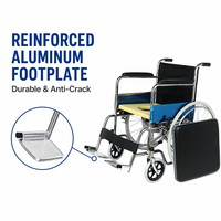 Fauteuil roulant multifonctionnel 2-en-1 avec siège rembourré en PVC, cadre en acier chromé durable, certifié CE, capacité de 100 kg pour les personnes âgées