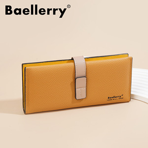 กระเป๋าสตางค์ใบยาวสำหรับผู้หญิงแบรนด์ Baellerry สีเหลือง วัสดุ PU แบบอเนกประสงค์ ใช้ได้ทุกวัน - Product Image 1