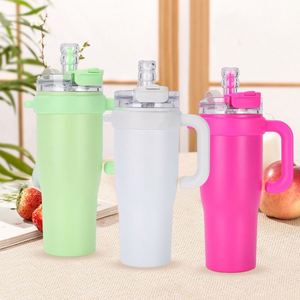 Wholesale 40 Oz <b>Double</b> <b>Wall</b> Vacuum Insulated Stainless Steel Travel <b>Mug</b> Tumbler Lid Straw Back School Gift Cup Leak-Proof - Product Image 1