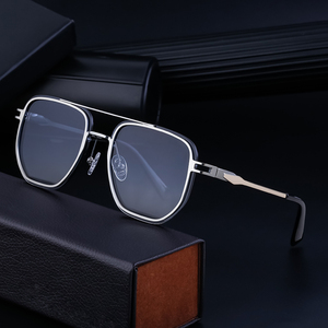 Occhiali da Sole Senza Montatura in Metallo Quadrati UV400 <span class=keywords><strong>Blu</strong></span>/Verde per Uomo, <span class=keywords><strong>Nuova</strong></span> Tendenza Moda 2024 - Product Image 3