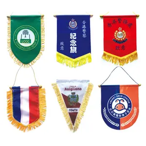Sunshine Blue Custom Logo Double Sided Football Soccer Club Fans Exchange Pennant Hanging Flag Banner