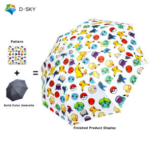 מטריית שמש/גשם דו-שימושית ידנית עם הדפס פירות מצויר, הגנה מפני קרינת UV, מטריית שמש גדולה מתקפלת עם דבק שחור, הדפסה בהתאמה אישית - Product Image 1