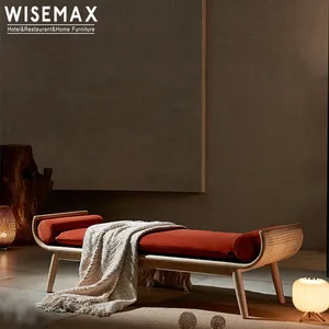 Мебель WISEMAX, современная роскошная скамейка с мягкой обивкой для гостиной, скамейка для переодевания, деревянная скамейка для ожидания, скамейка из ротанга и ткани