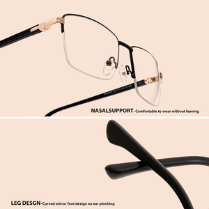कस्टम लोगो आधा फ्रेम धातु चश्मा कंप्यूटर उपयोग और लंच के लिए पुरुषों और महिलाओं के लिए पुरुषों और महिलाओं के लिए - Product Image 3